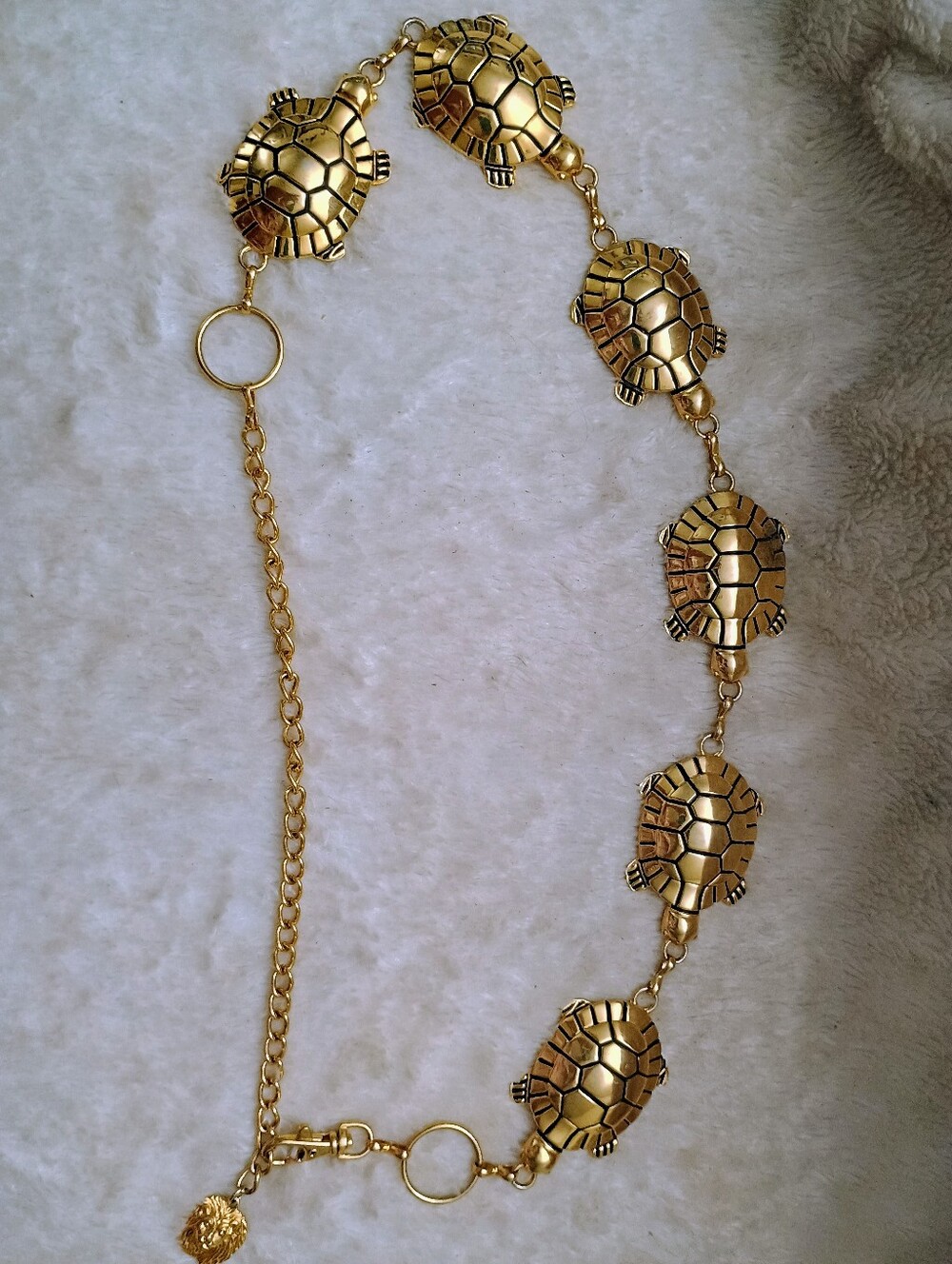Vintage Anne Klein Gold-Toned Turtle Link Statement Chain Belt